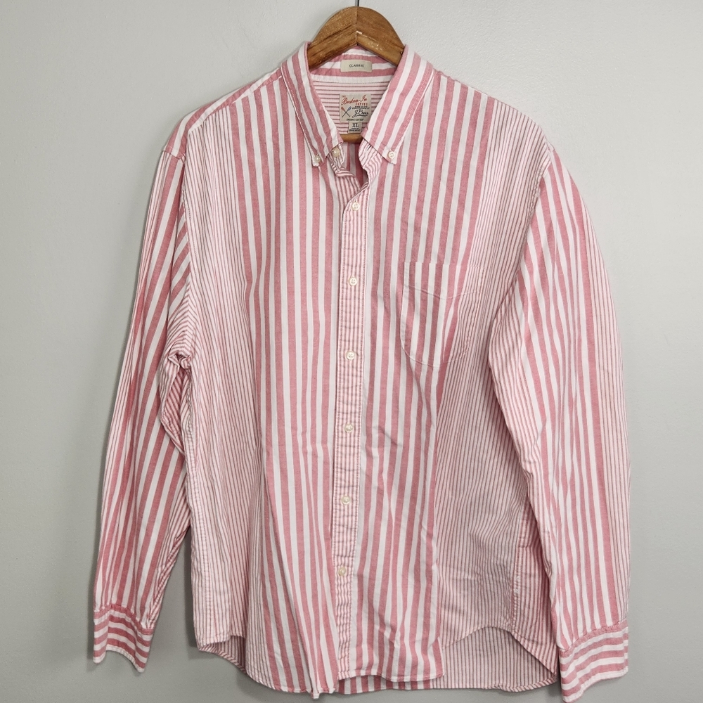 J. Crew The Broken-In Oxford Organic Cotton Striped Shirt Size XL preppy